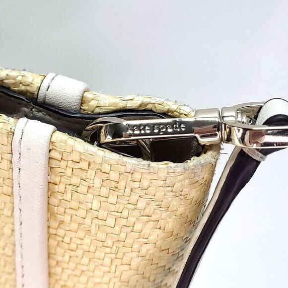 kate spade Alexia Straw Crossbody Clutch White Handbag 12"x8" Retired Cottage - Picture 6 of 16